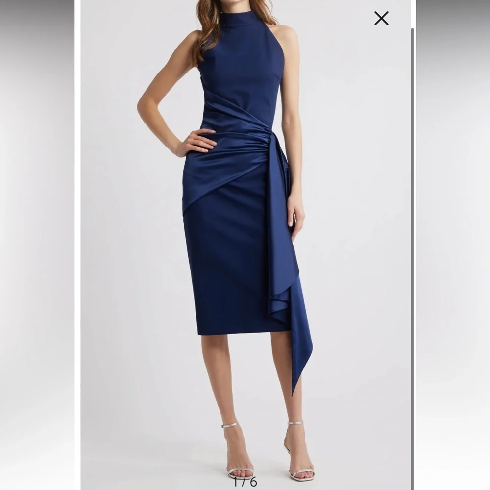 new Chiara Boni Gudairi Sleeveless Midi Dress in blue note navy